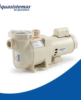 Bomba de piscina SuperFlo en color beige, unidad de motor y bomba integrada de plástico, utilizada en sistemas hidráulicos de albercas, imagen de Aquasistemas de Querétaro