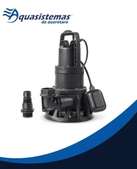 Bomba sumergible negra de plástico, modelo FEKA BVP750MA, con cable y accesorio, utilizada para piscinas; logo de Aquasistemas de Querétaro aparece en la esquina.