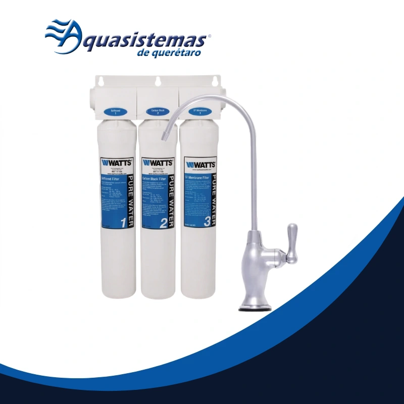 Sistema de ultrafiltración de agua Watts de 3 etapas con grifo