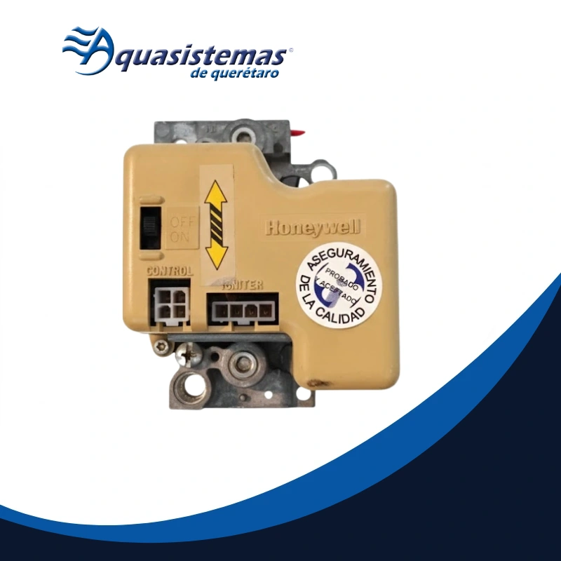 Válvula de control de gas Honeywell de 3/4 x 3/4 para Gas LP, con cuerpo compacto y conexiones electrónicas para sistemas residenciales de calefacción.