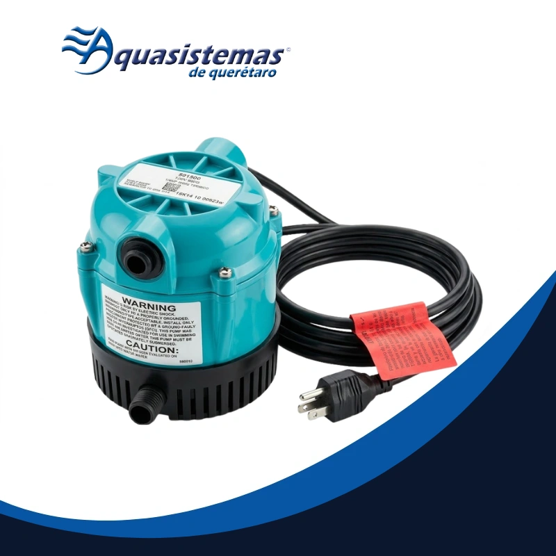 Bomba sumergible multiusos Little Giant Serie 1 de 1/150 HP instalada en una cascada de jardín