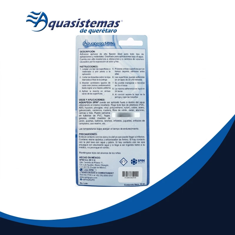 Presentación del adhesivo Aquapega de Spin para reparaciones en piscinas.