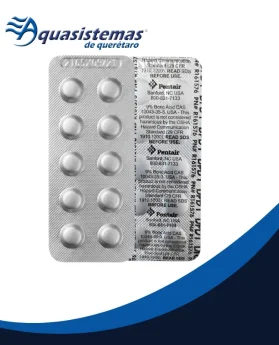 Pastillas reactivas DPD 1 para análisis de cloro libre en sistemas de piscinas.
