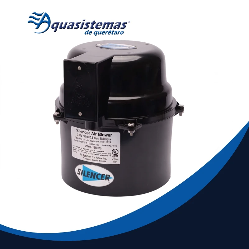 Soplador de aire Air Supply Silencer de 2 HP y 220V para sistemas de hidromasaje profesionales.