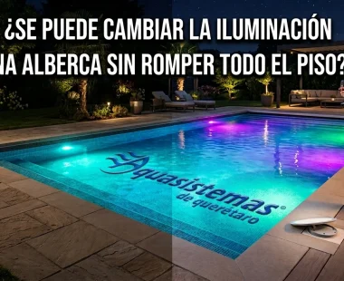 ¿Se puede cambiar la iluminación de una alberca sin romper todo el piso?